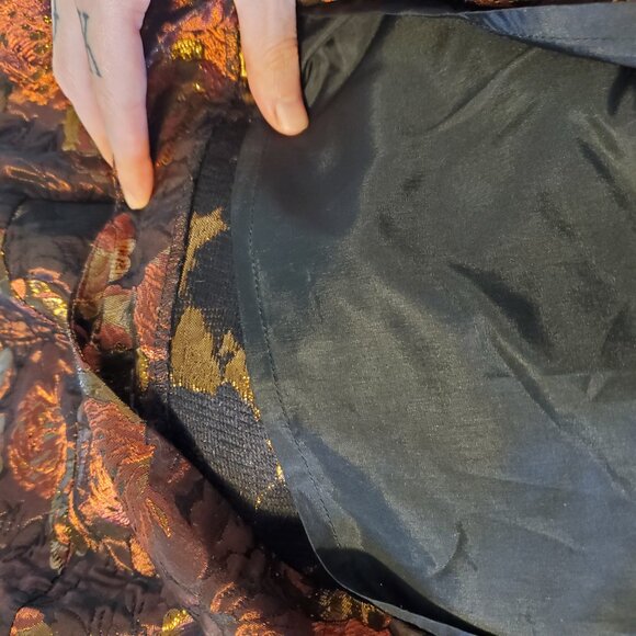 J. Crew Floral Jacquard Brodcade Sleeveless A Line Dress Orange Red Yellow - Picture 6 of 12